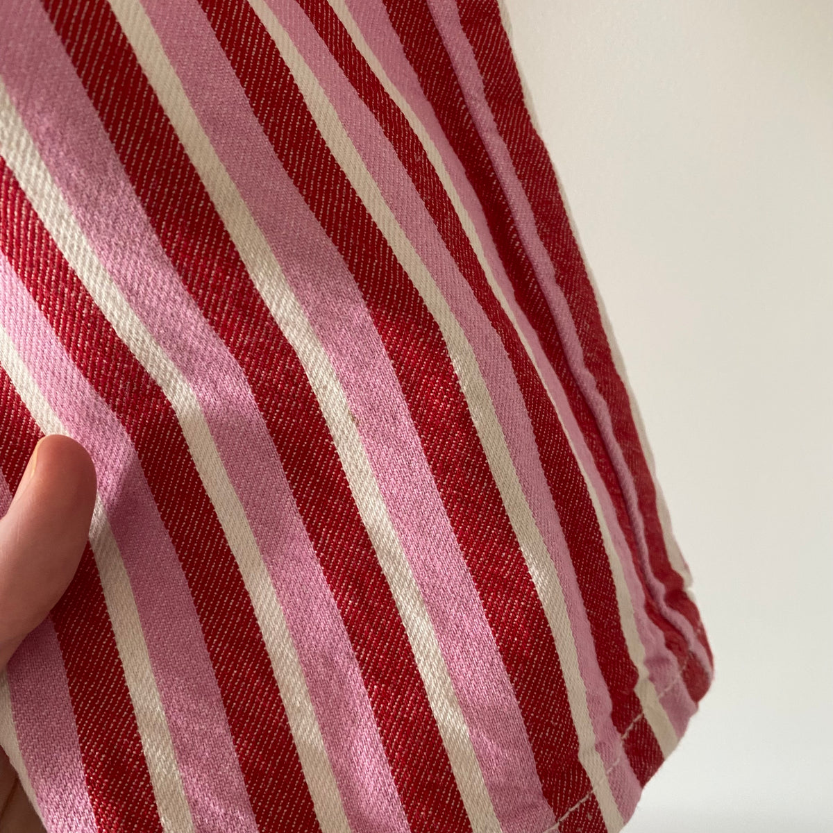 2-3Y Zara pink red stripe denim dungarees