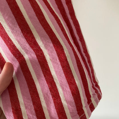 2-3Y Zara pink red stripe denim dungarees