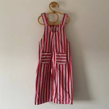2-3Y Zara pink red stripe denim dungarees