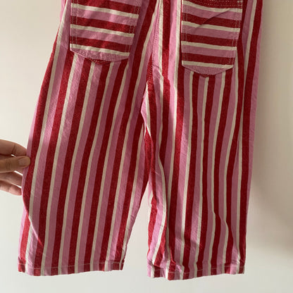 2-3Y Zara pink red stripe denim dungarees