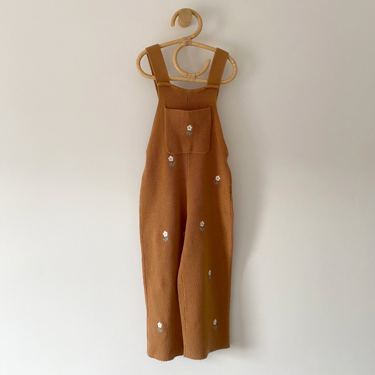 3-4Y Zara rust embroidered floral knitted wide leg jumpsuit