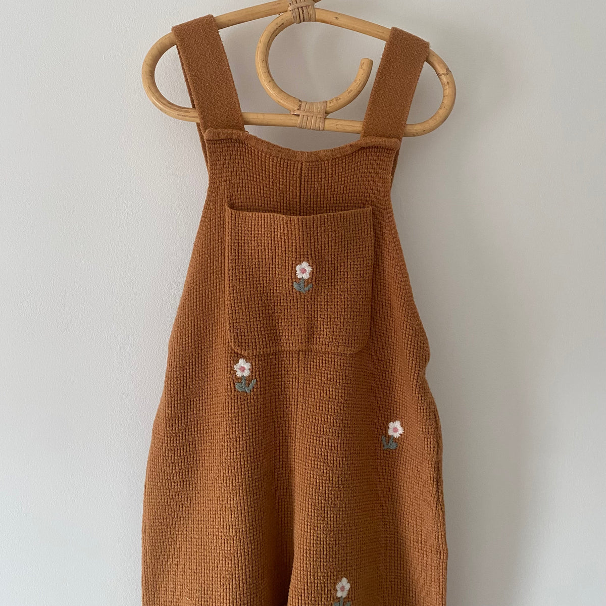 3-4Y Zara rust embroidered floral knitted wide leg jumpsuit