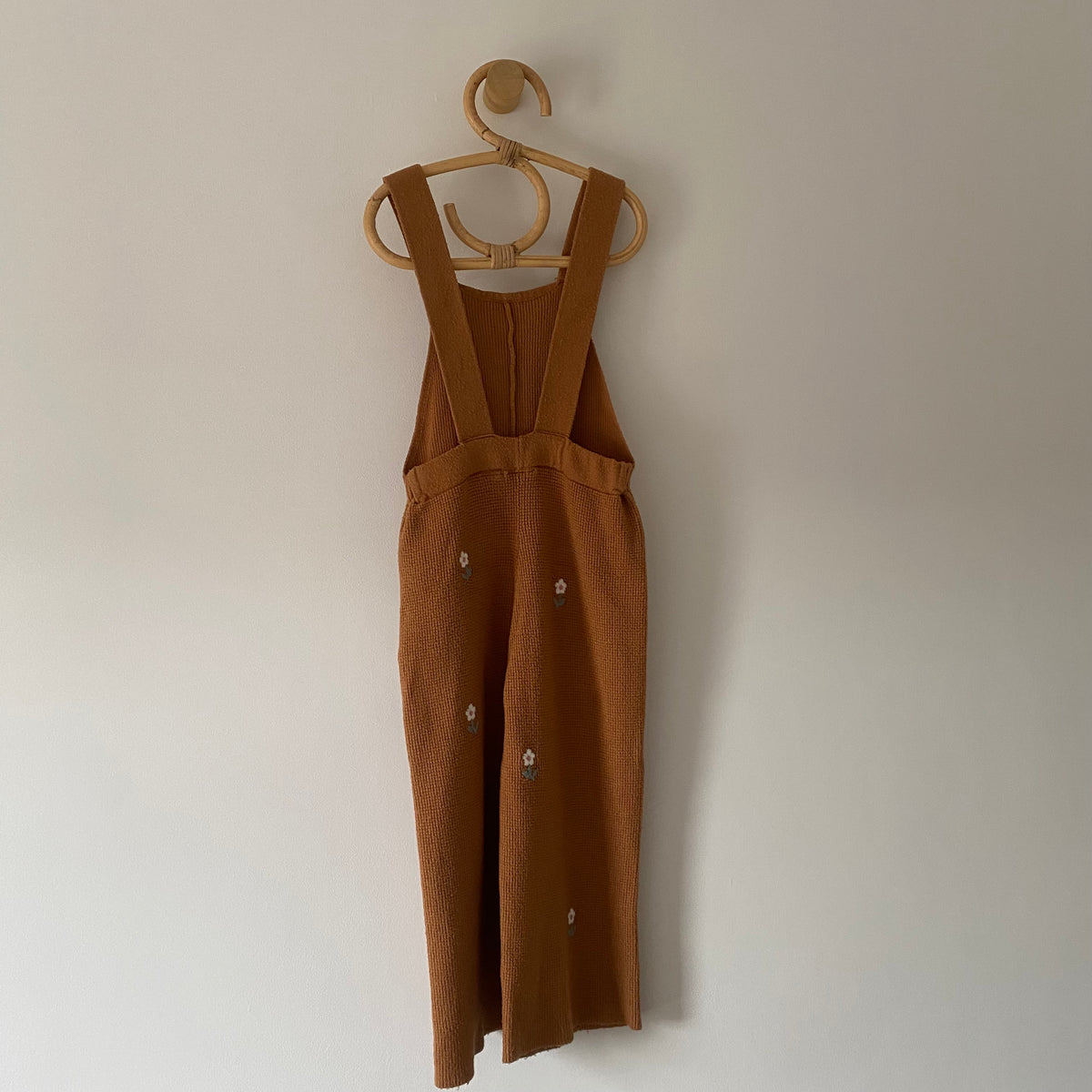 3-4Y Zara rust embroidered floral knitted wide leg jumpsuit