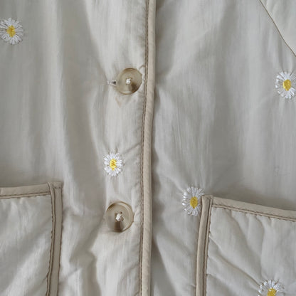 2-3Y Zara beige embroidered daisy quilted jacket