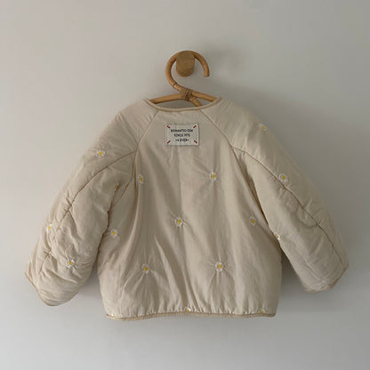2-3Y Zara beige embroidered daisy quilted jacket