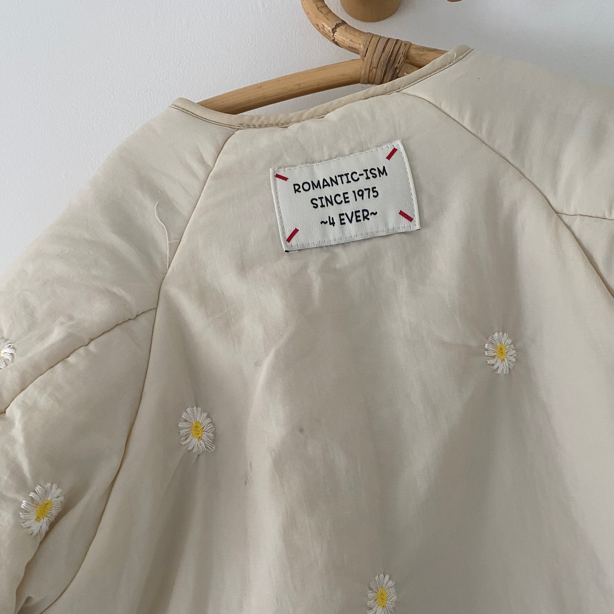 2-3Y Zara beige embroidered daisy quilted jacket