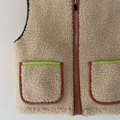 18-24M Zara cream borg gilet with colourful piping