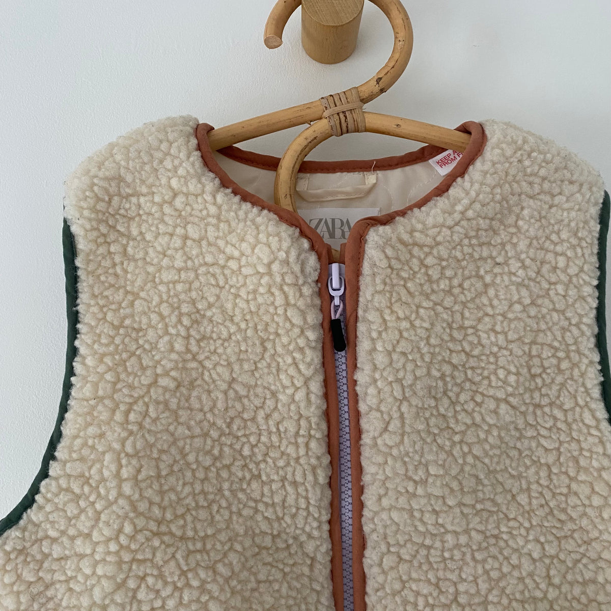 18-24M Zara cream borg gilet with colourful piping