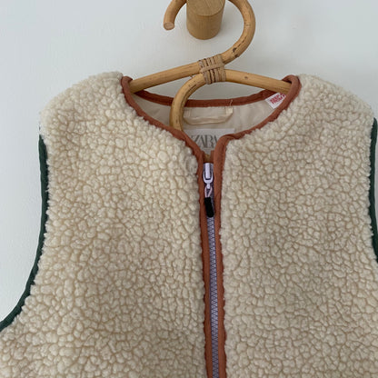 18-24M Zara cream borg gilet with colourful piping