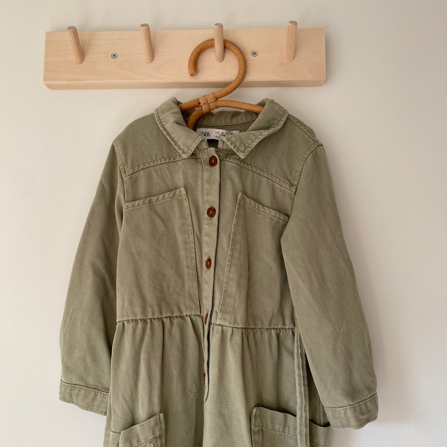 3-4Y Zara khaki green soft denim boilersuit