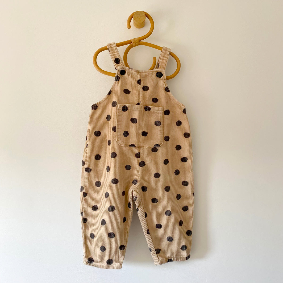 12-18M Zara beige polka dot corduroy dungarees