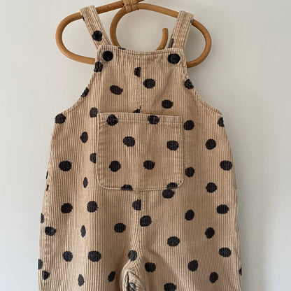 12-18M Zara beige polka dot corduroy dungarees