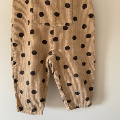12-18M Zara beige polka dot corduroy dungarees