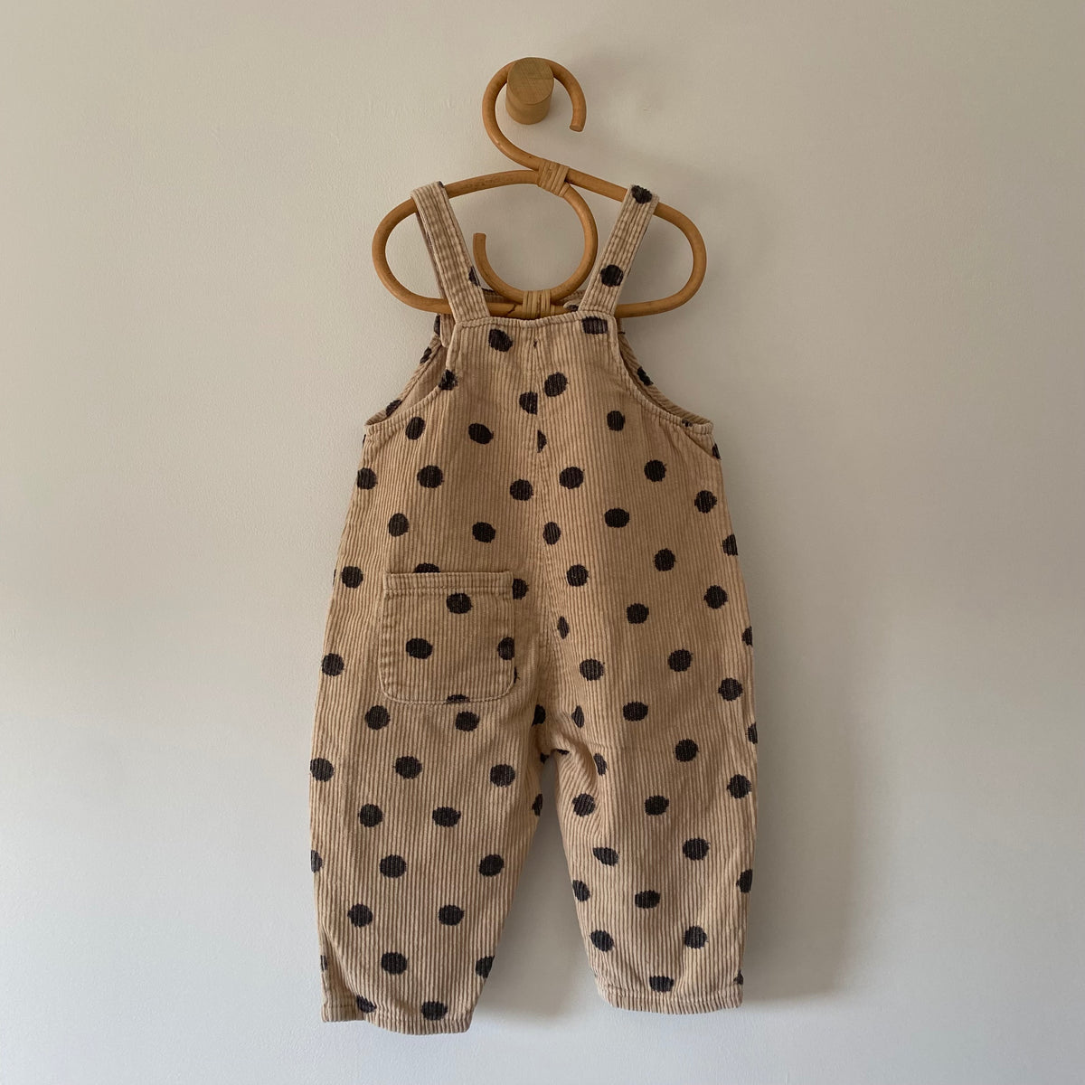 12-18M Zara beige polka dot corduroy dungarees