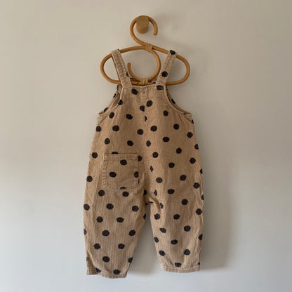 12-18M Zara beige polka dot corduroy dungarees