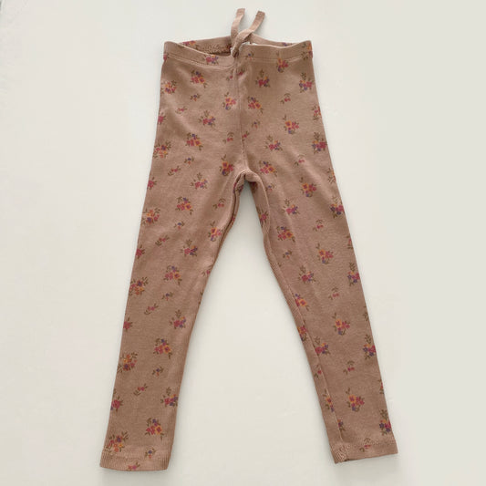 3-4Y Zara ribbed brown floral leggings