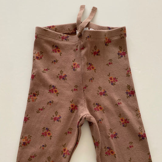 3-4Y Zara ribbed brown floral leggings