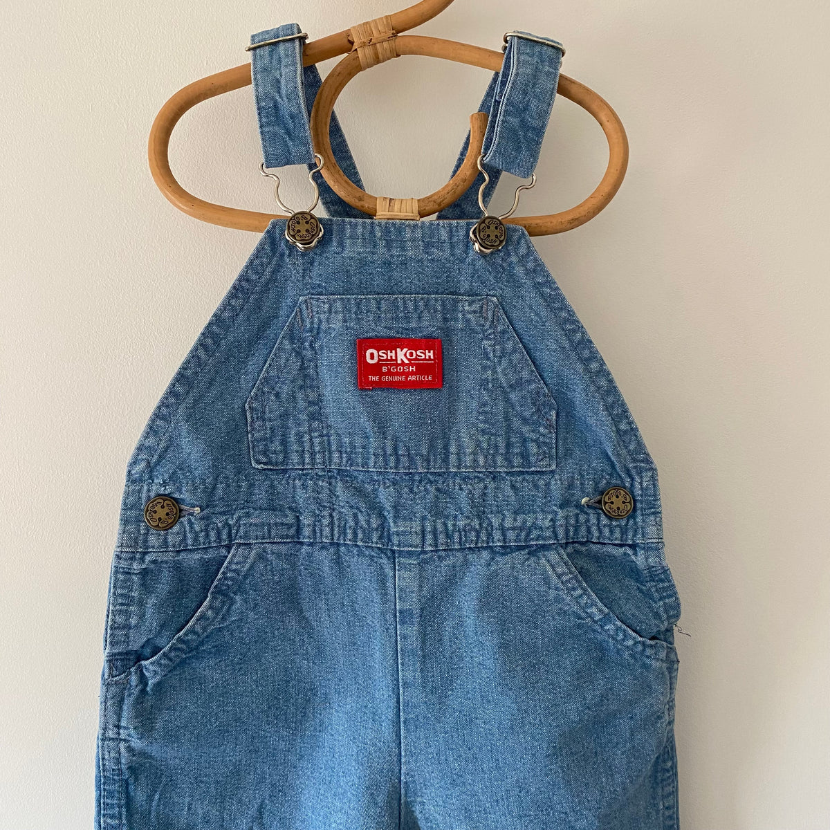 24M Oshkosh B'Gosh vintage light wash denim dungarees overalls with patterned cuffs