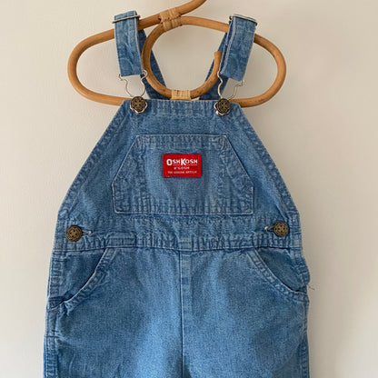 24M Oshkosh B'Gosh vintage light wash denim dungarees overalls with patterned cuffs