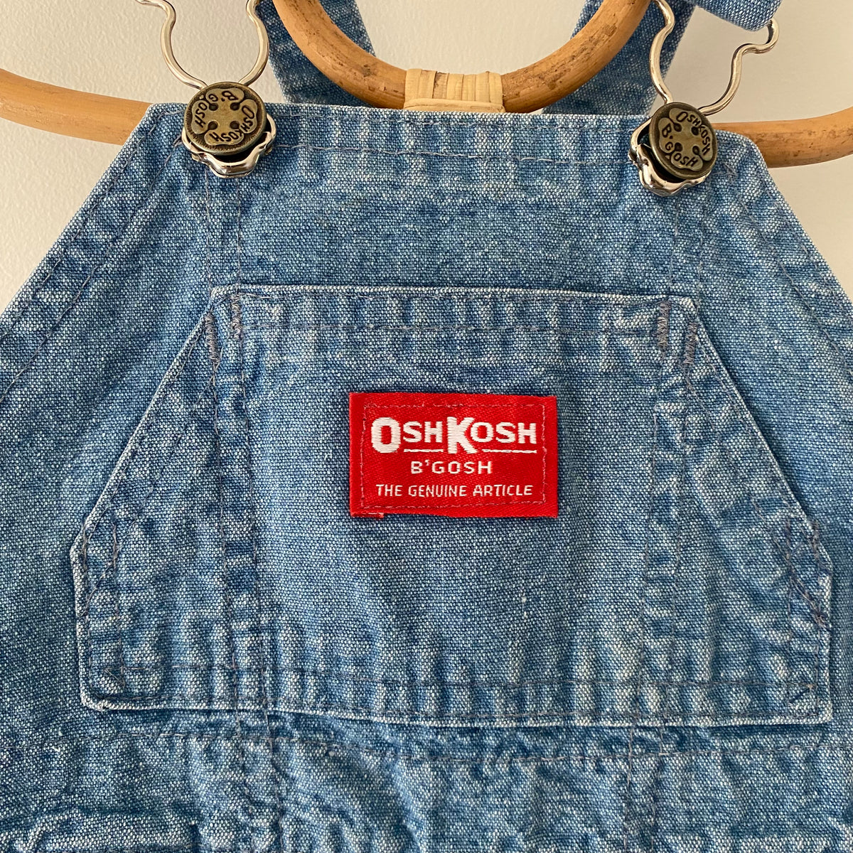 24M Oshkosh B'Gosh vintage light wash denim dungarees overalls with patterned cuffs