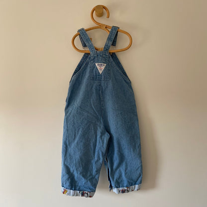24M Oshkosh B'Gosh vintage light wash denim dungarees overalls with patterned cuffs