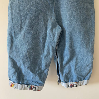 24M Oshkosh B'Gosh vintage light wash denim dungarees overalls with patterned cuffs