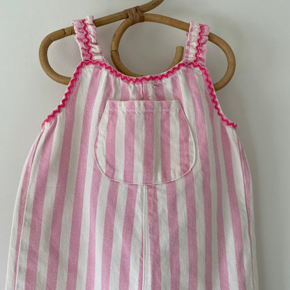 18-24M Zara pink stripe denim jumpsuit