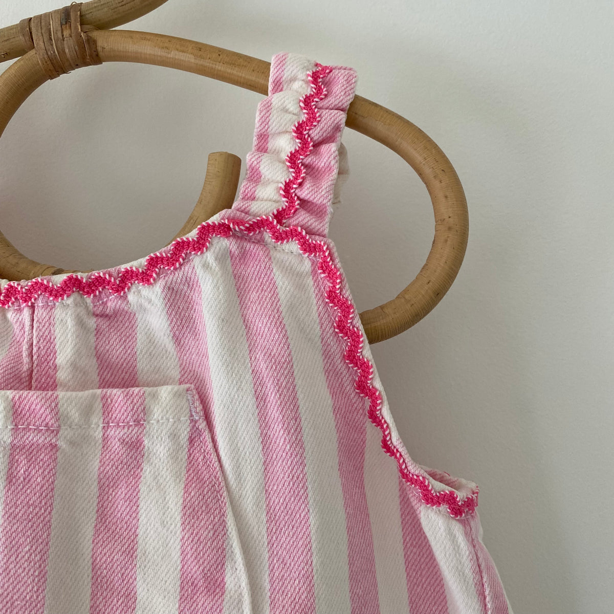 18-24M Zara pink stripe denim jumpsuit