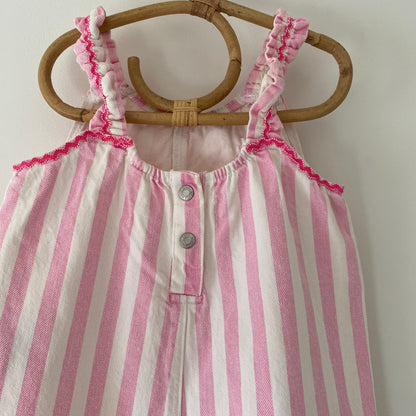 18-24M Zara pink stripe denim jumpsuit