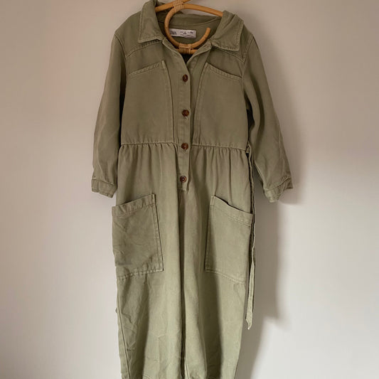 3-4Y Zara khaki green soft denim boilersuit