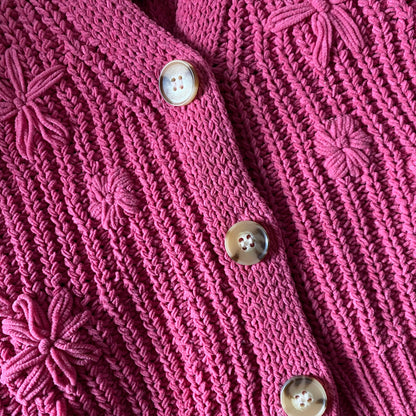 4-5Y Zara pink chunky knit floral embroidered waistcoat