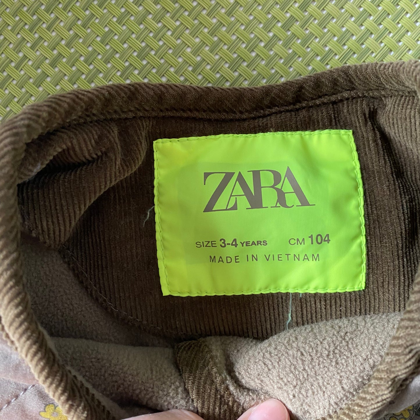 3-4Y Zara khaki ditsy floral quilted jacket