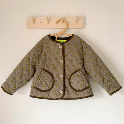 3-4Y Zara khaki ditsy floral quilted jacket