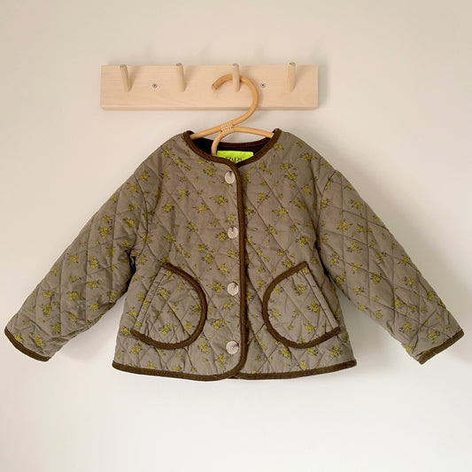 3-4Y Zara khaki ditsy floral quilted jacket