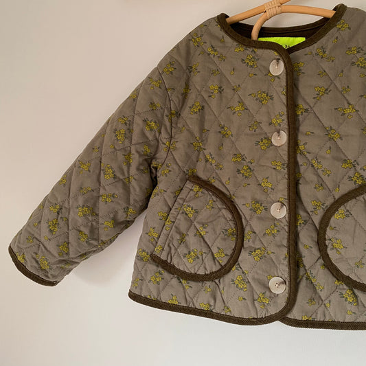 3-4Y Zara khaki ditsy floral quilted jacket