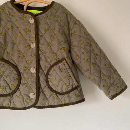 3-4Y Zara khaki ditsy floral quilted jacket