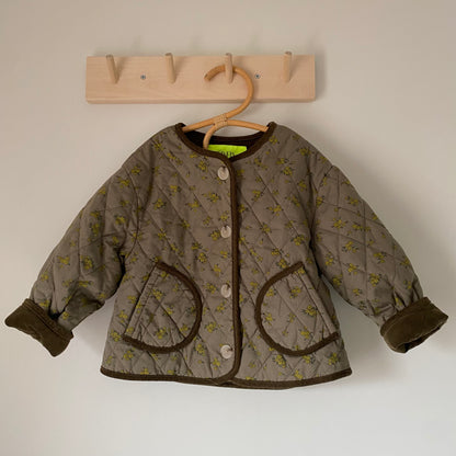 3-4Y Zara khaki ditsy floral quilted jacket