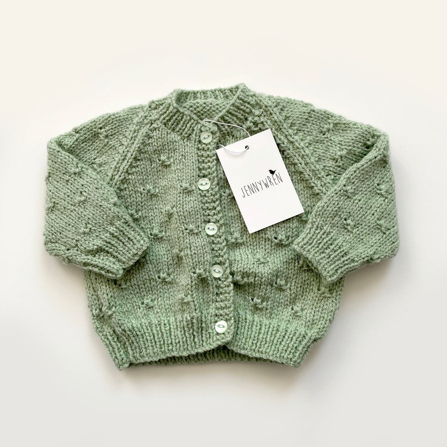 Mint green popcorn knitted baby cardigan
