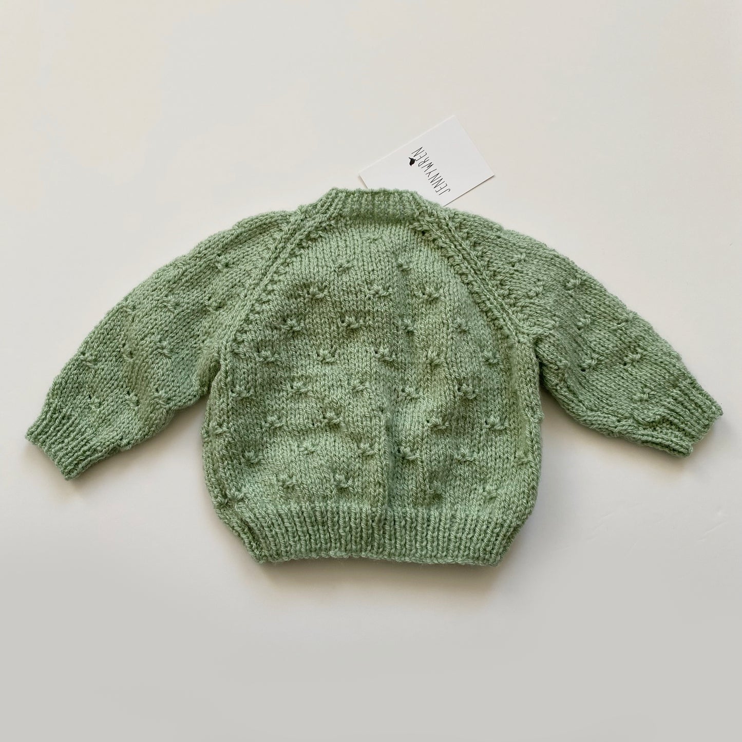 Mint green popcorn knitted baby cardigan