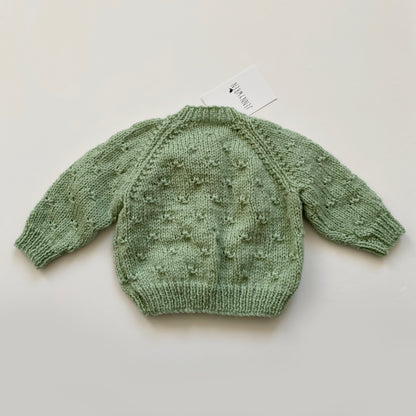 Mint green popcorn knitted baby cardigan