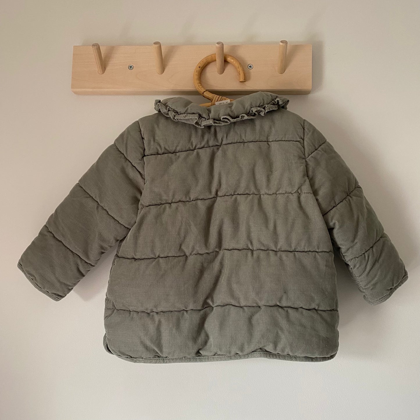 12-18M H&M sage green quilted padded jacket with collar