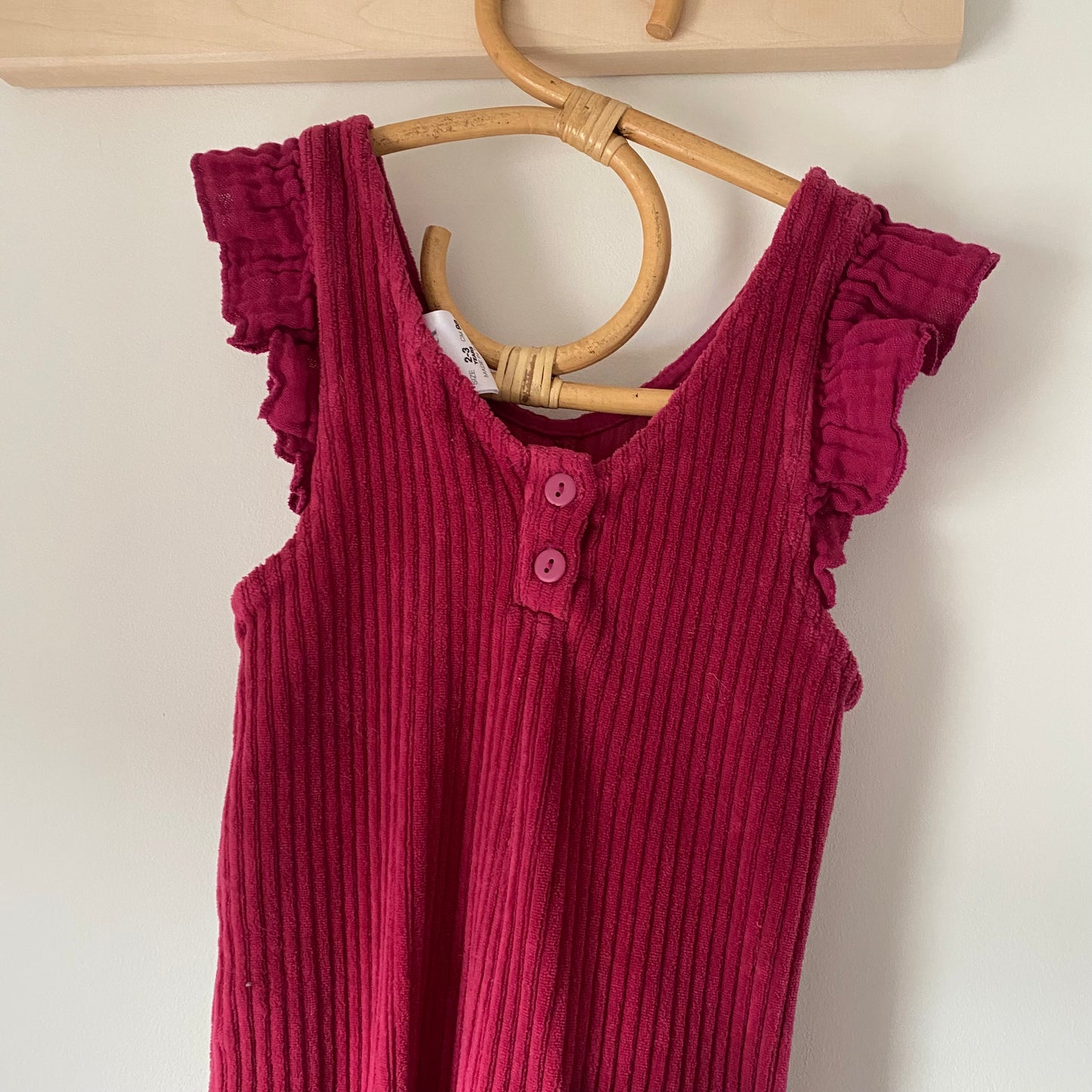 2-3Y Zara pink ribbed wide leg jumpsuit