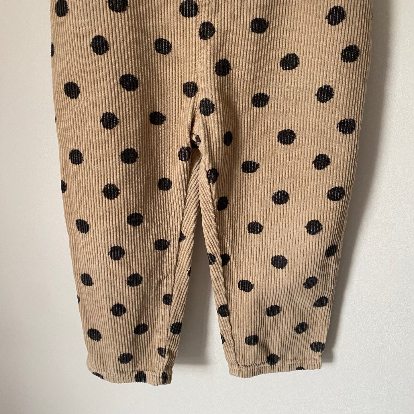 3-4Y Zara beige black corduroy polka dot dungarees
