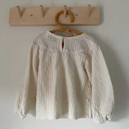 3-4Y Zara patterned crochet knit crinkle cream blouse