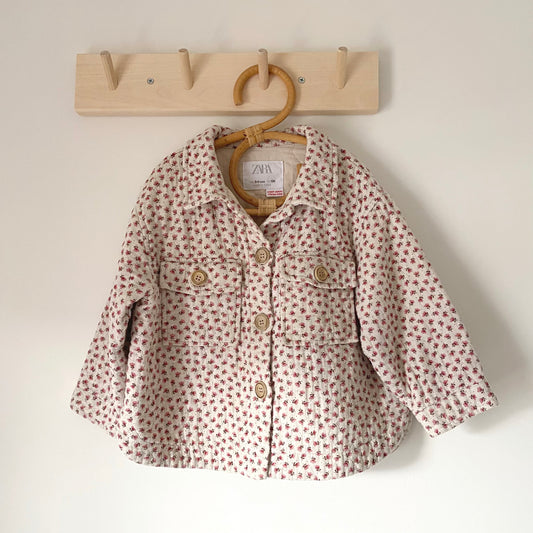 3-4Y Zara cream pink floral quilted jacket