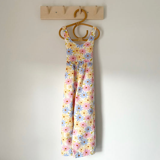 3-4Y Zara pastel floral cross back wide leg jumpsuit
