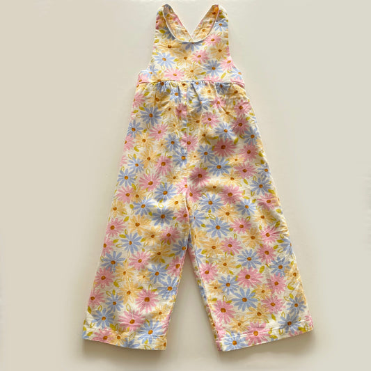 3-4Y Zara pastel floral cross back wide leg jumpsuit