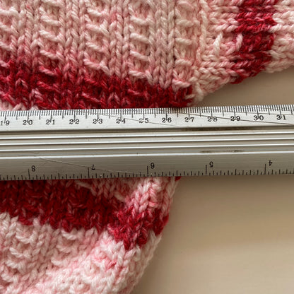 0-3M pink stripe hand-knitted cardigan