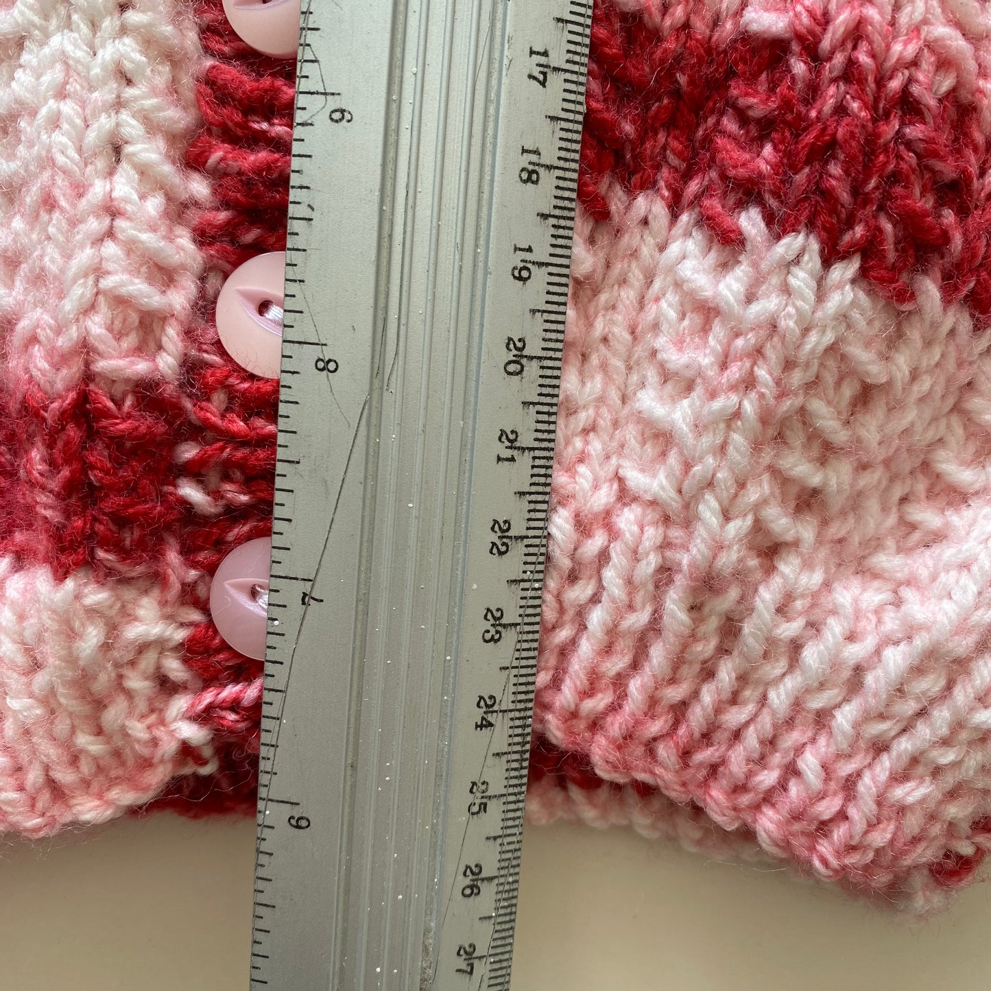 0-3M pink stripe hand-knitted cardigan