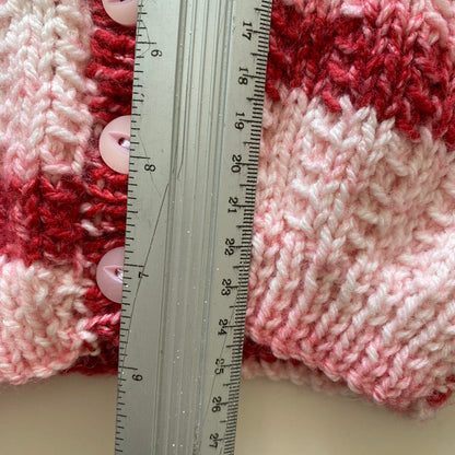 0-3M pink stripe hand-knitted cardigan